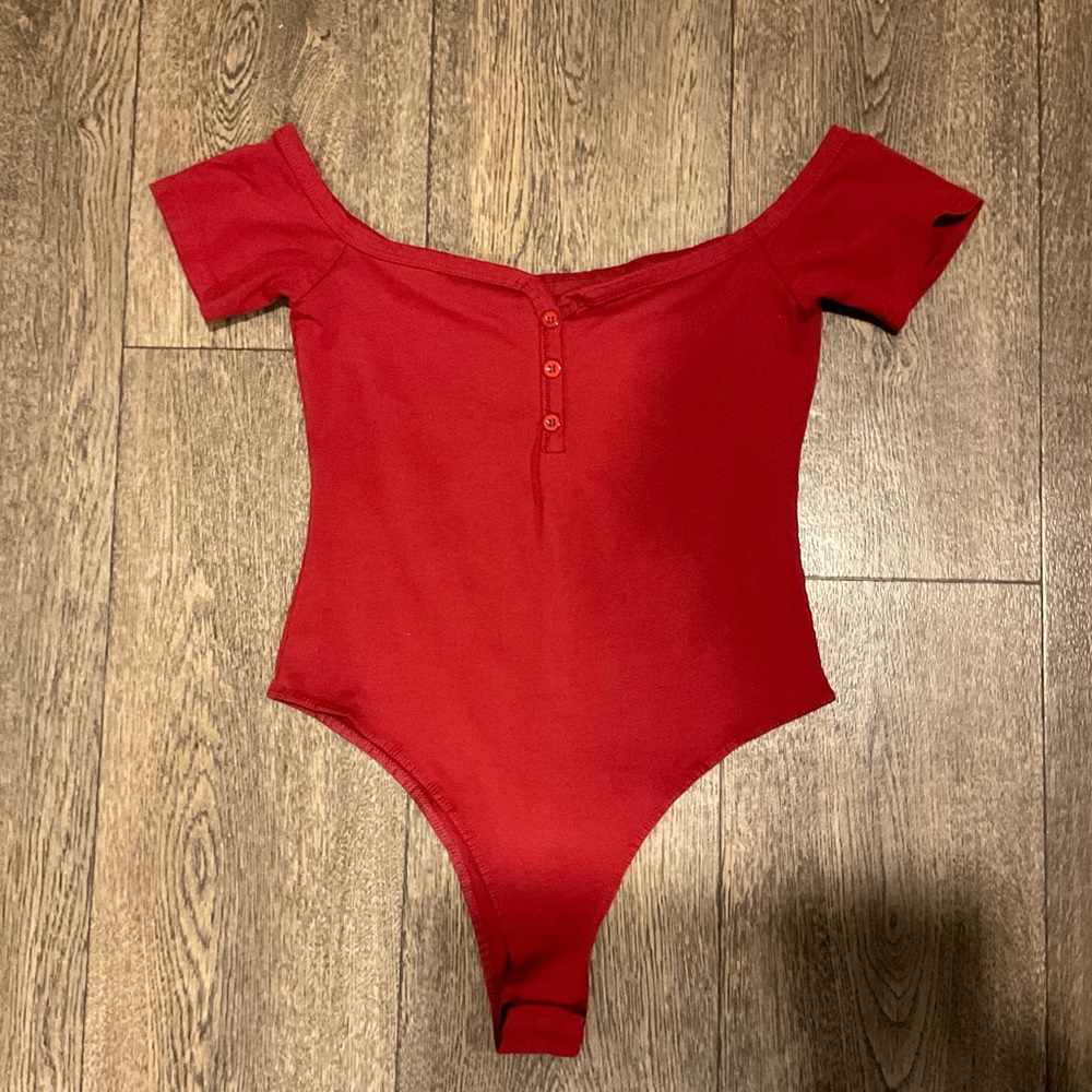 Red Off Shoulder Body Suit